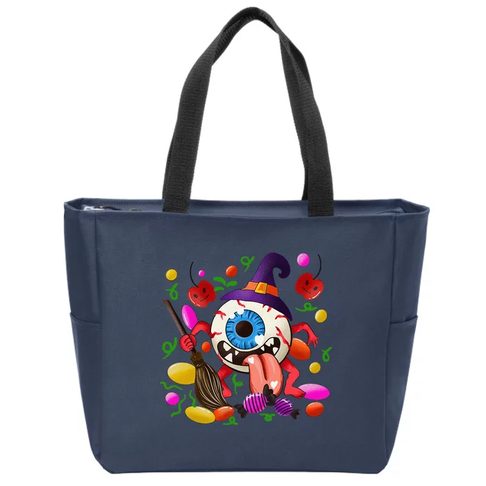 Funny Scary Monster Eyeball Face Halloween Zip Tote Bag