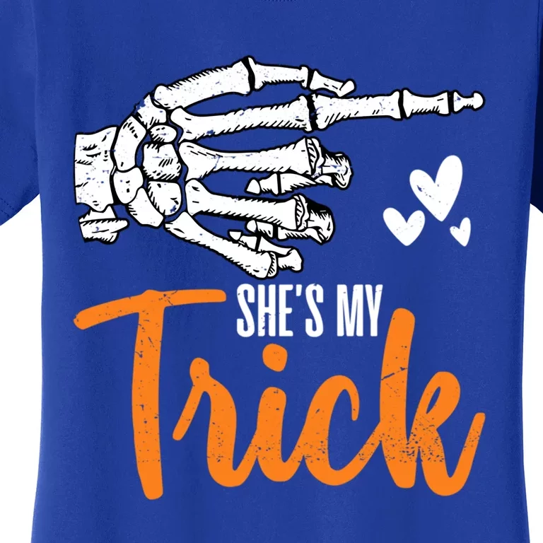 Funny Shes My Trick Skeleton Matching Couples Halloween Day Gift Women's T-Shirt