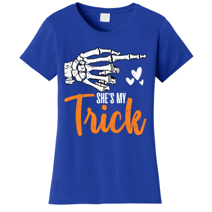 Funny Shes My Trick Skeleton Matching Couples Halloween Day Gift Women's T-Shirt