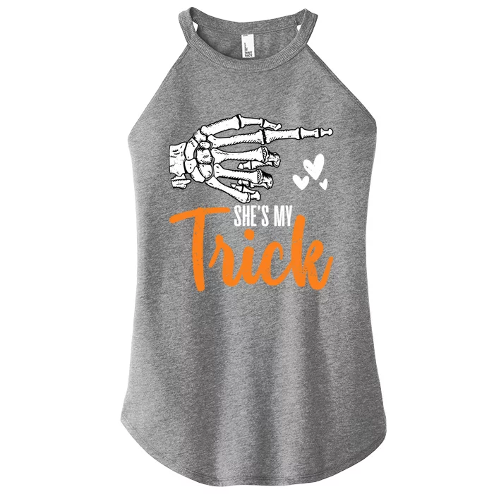 Funny Shes My Trick Skeleton Matching Couples Halloween Day Gift Women’s Perfect Tri Rocker Tank