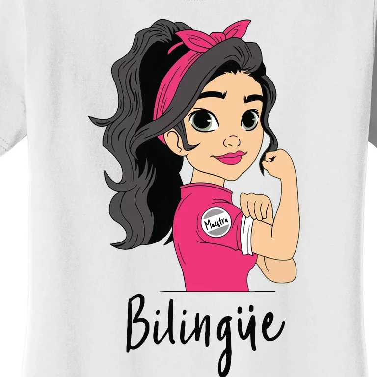 Funny Spanish Maestra Bilingue Bilingual Teacher Gift Women's T-Shirt