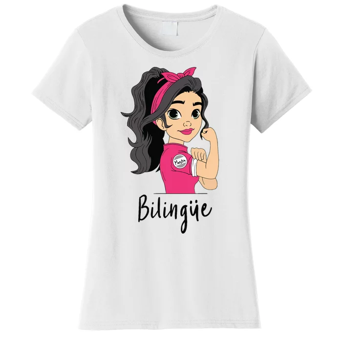 Funny Spanish Maestra Bilingue Bilingual Teacher Gift Women's T-Shirt