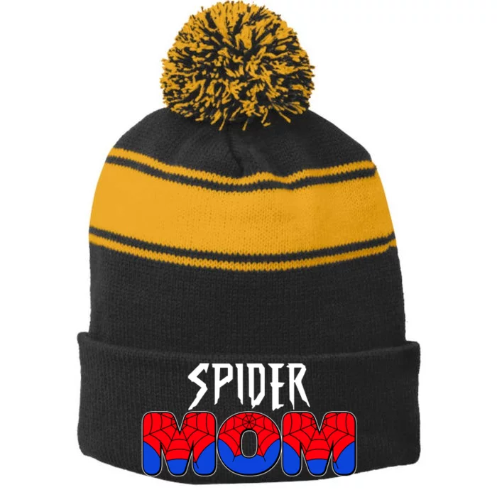 Funny Spider Mom Matching Family Shirts Stripe Pom Pom Beanie