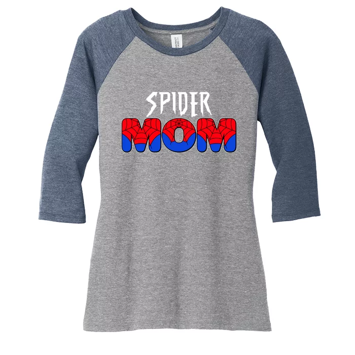 Funny Spider Mom Matching Family Shirts Women's Tri-Blend 3/4-Sleeve Raglan Shirt