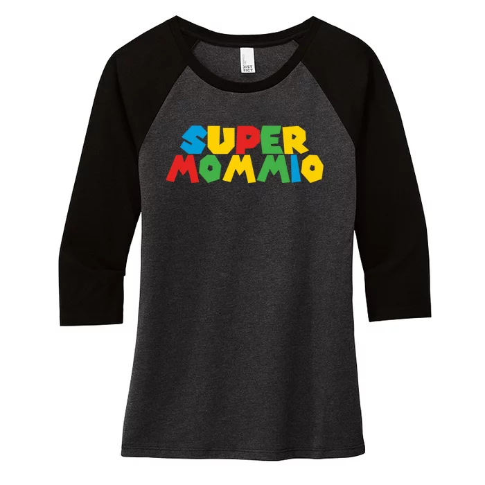 Funny Super Mommio Mother's Day Gamer Women's Tri-Blend 3/4-Sleeve Raglan Shirt