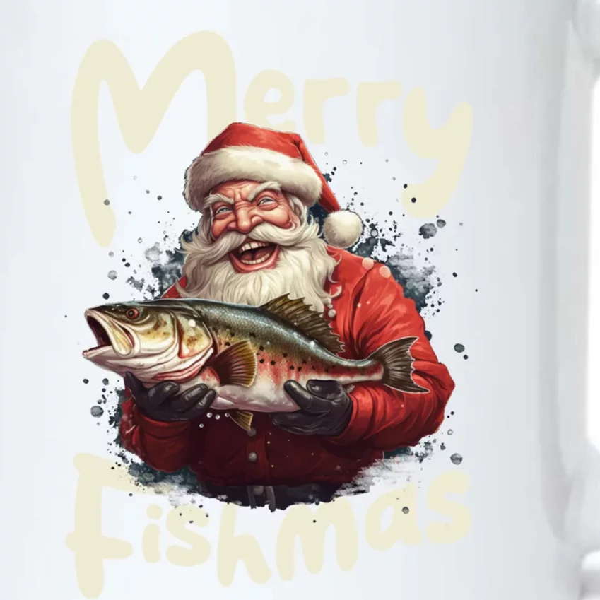 Funny Santa Merry Fishmas Gift Black Color Changing Mug