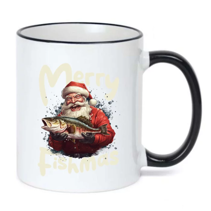 Funny Santa Merry Fishmas Gift Black Color Changing Mug