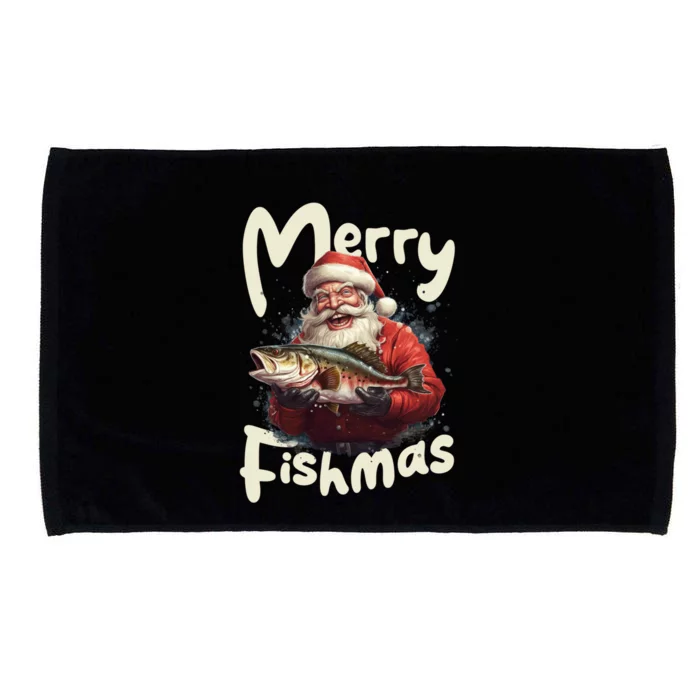 Funny Santa Merry Fishmas Gift Microfiber Hand Towel