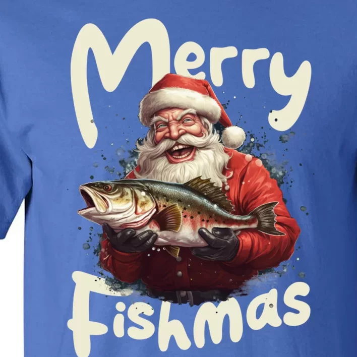 Funny Santa Merry Fishmas Gift Tall T-Shirt