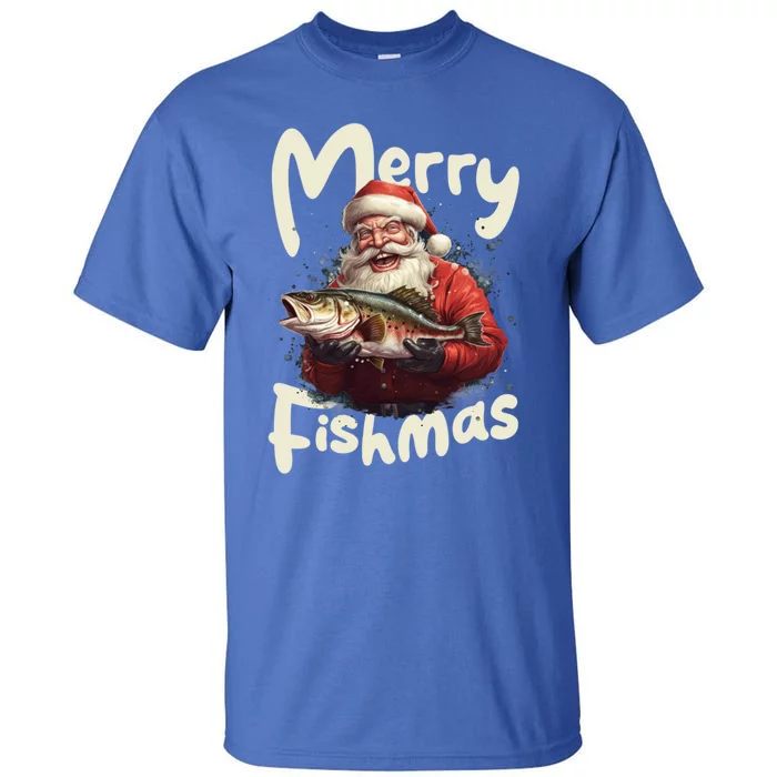 Funny Santa Merry Fishmas Gift Tall T-Shirt