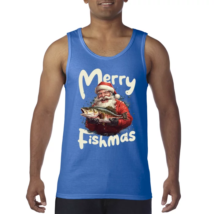 Funny Santa Merry Fishmas Gift Tank Top