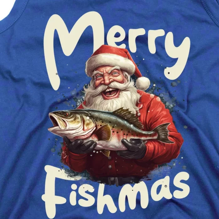 Funny Santa Merry Fishmas Gift Tank Top