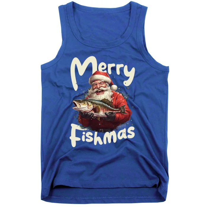 Funny Santa Merry Fishmas Gift Tank Top