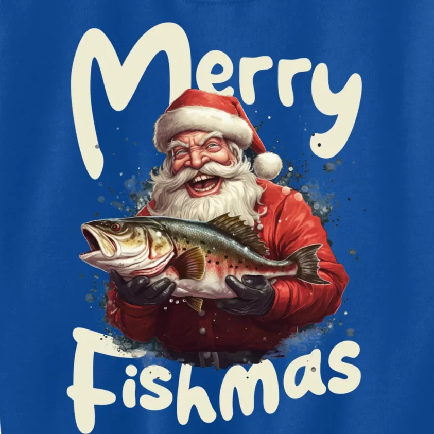 Funny Santa Merry Fishmas Gift Kids Sweatshirt