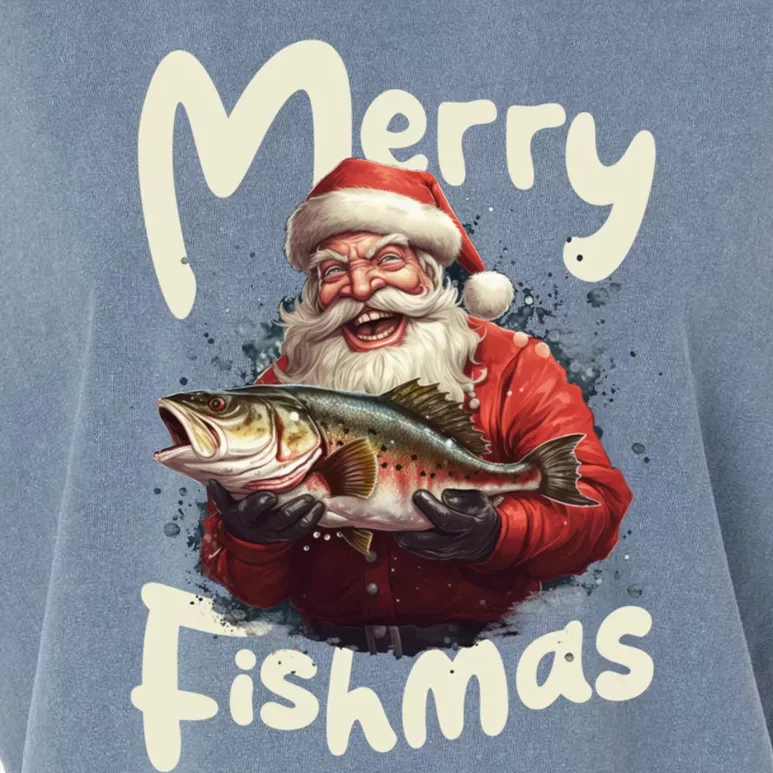 Funny Santa Merry Fishmas Gift Garment-Dyed Women's Muscle Tee