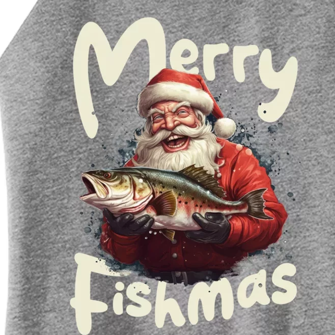 Funny Santa Merry Fishmas Gift Women’s Perfect Tri Rocker Tank