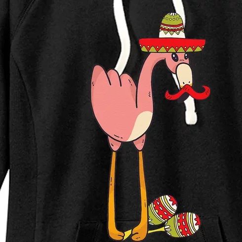 Flamingo Sombrero Mustache Mexican Funny Cinco De Mayo Gift Women's Fleece Hoodie