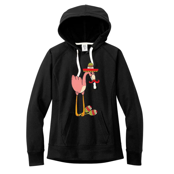 Flamingo Sombrero Mustache Mexican Funny Cinco De Mayo Gift Women's Fleece Hoodie