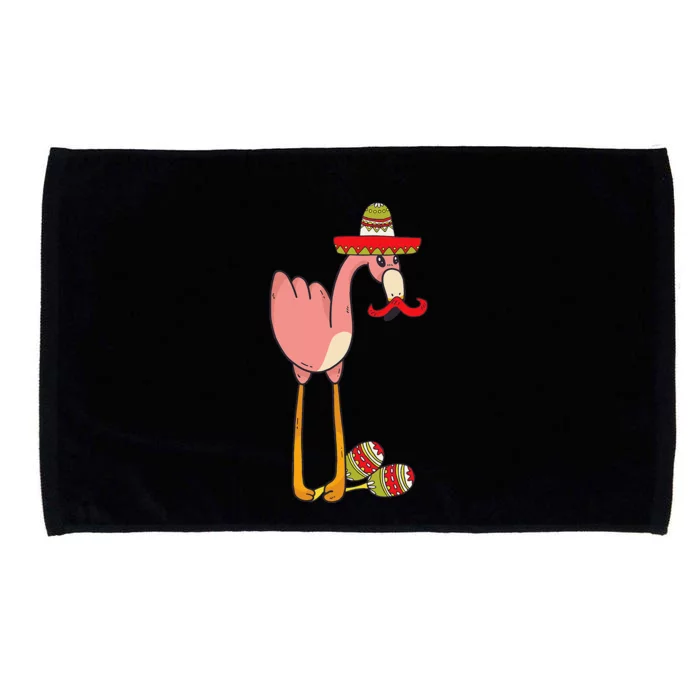 Flamingo Sombrero Mustache Mexican Funny Cinco De Mayo Gift Microfiber Hand Towel