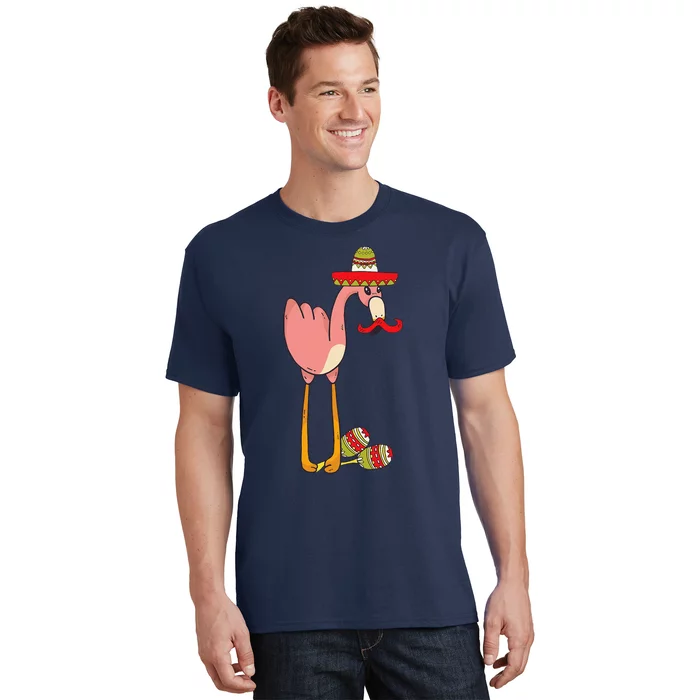 Flamingo Sombrero Mustache Mexican Funny Cinco De Mayo Gift T-Shirt