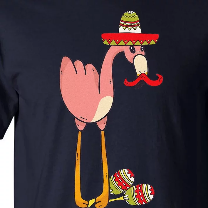 Flamingo Sombrero Mustache Mexican Funny Cinco De Mayo Gift Tall T-Shirt