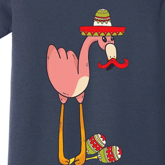 Flamingo Sombrero Mustache Mexican Funny Cinco De Mayo Gift Baby Bodysuit