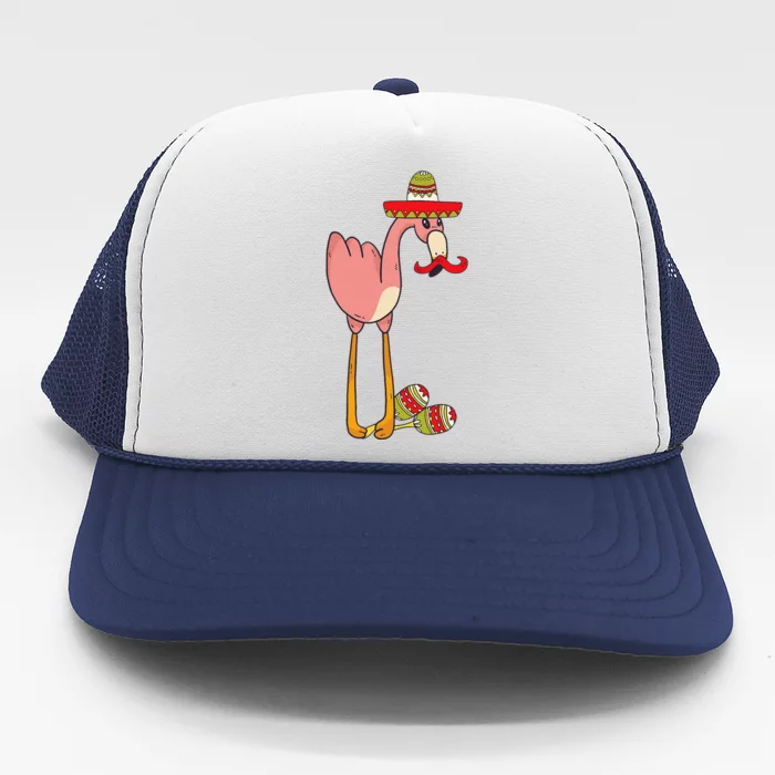 Flamingo Sombrero Mustache Mexican Funny Cinco De Mayo Gift Trucker Hat