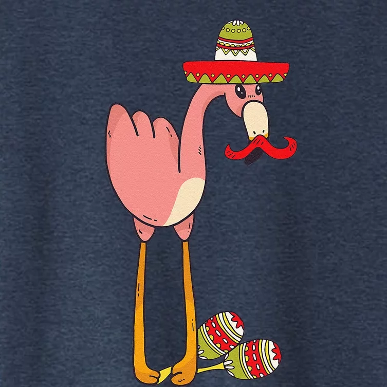 Flamingo Sombrero Mustache Mexican Funny Cinco De Mayo Gift Women's Crop Top Tee