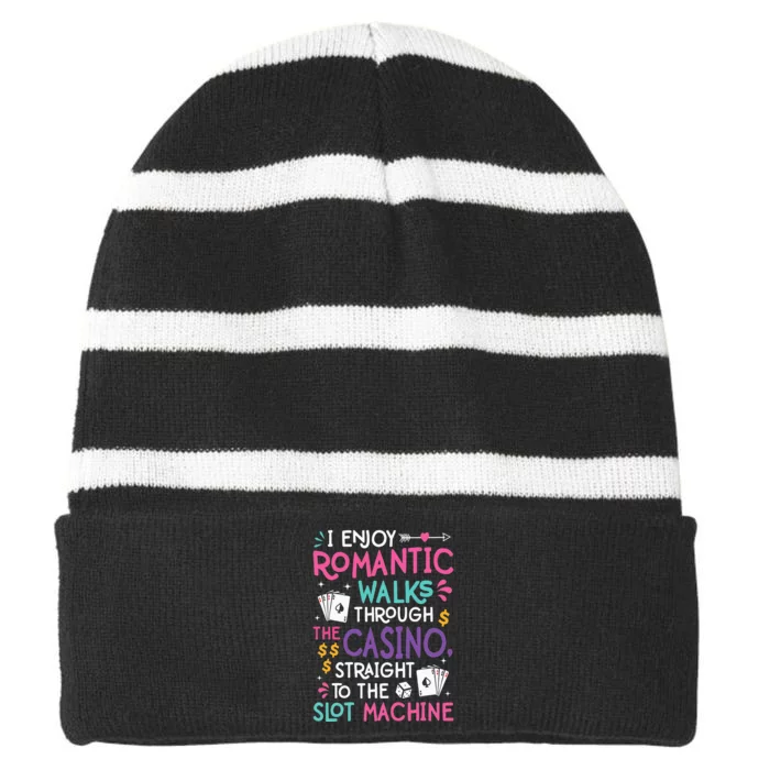 Funny Slot Machine Gambling Casino Gambler Vegas Gift Idea Striped Beanie with Solid Band