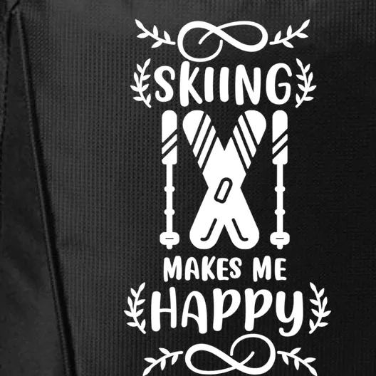 Funny Skiing Makes Me Happy Ski Gift City Backpack