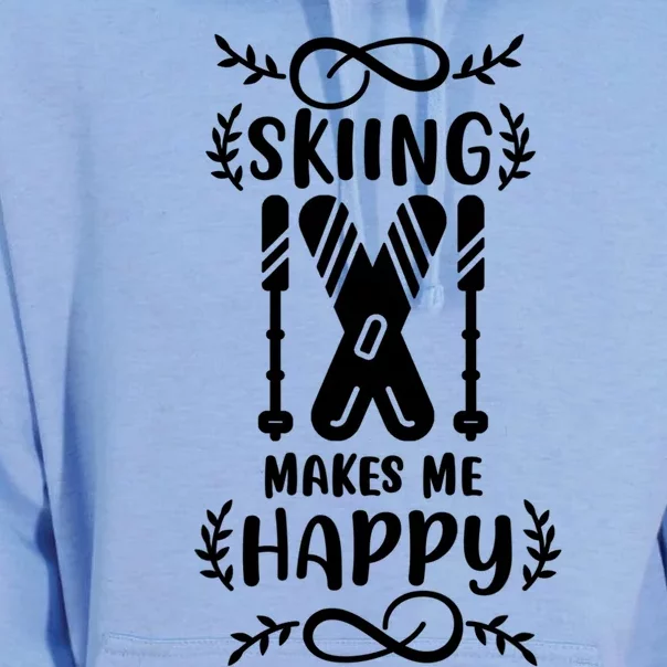 Funny Skiing Makes Me Happy Ski Gift Unisex Surf Hoodie