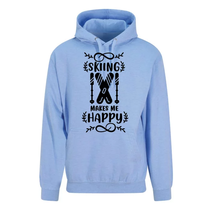 Funny Skiing Makes Me Happy Ski Gift Unisex Surf Hoodie