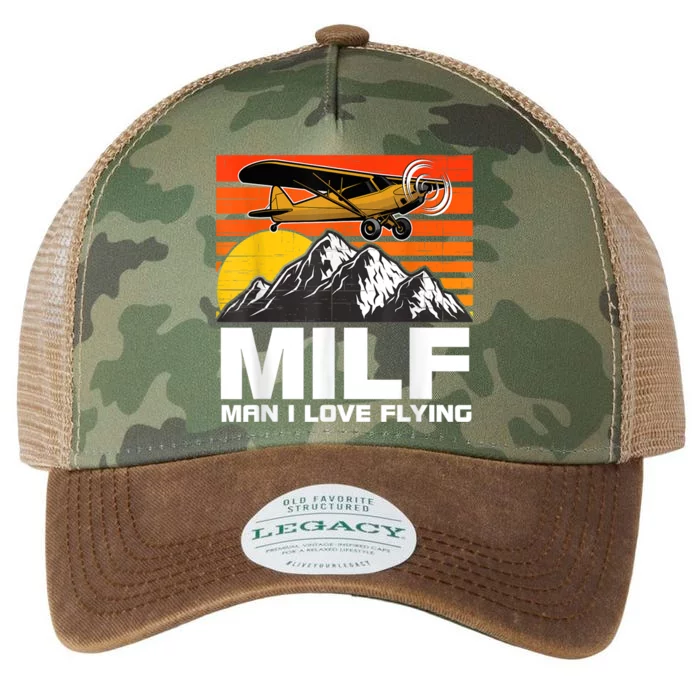 Funny Saying MILF Man I Love Flying Legacy Tie Dye Trucker Hat