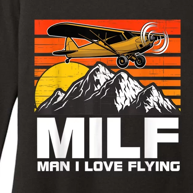 Funny Saying MILF Man I Love Flying Womens CVC Long Sleeve Shirt