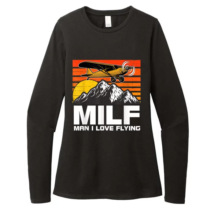 Funny Saying MILF Man I Love Flying Womens CVC Long Sleeve Shirt