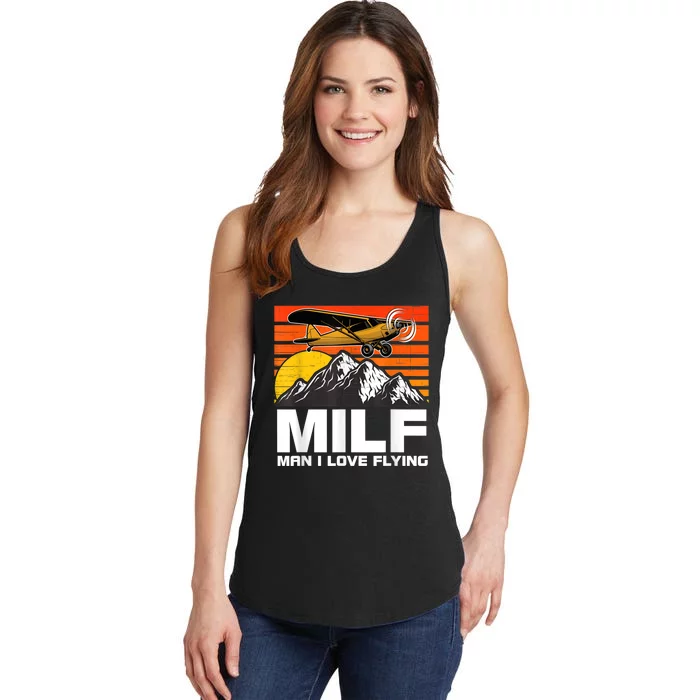 Funny Saying MILF Man I Love Flying Ladies Essential Tank