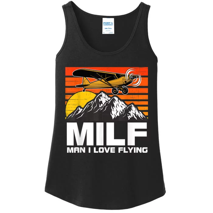 Funny Saying MILF Man I Love Flying Ladies Essential Tank