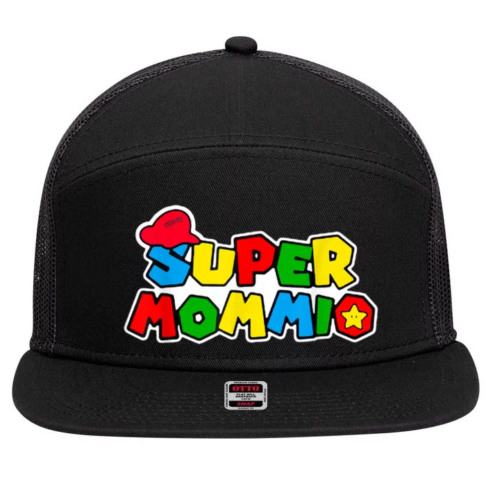 Funny Super Mommio Mother's Day Gamer 7 Panel Mesh Trucker Snapback Hat