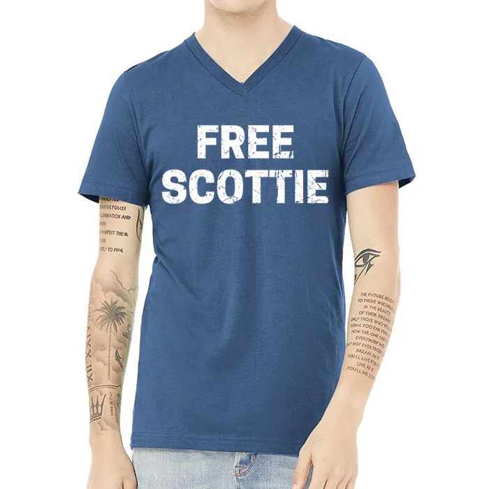 Free Scottie Mugshot V-Neck T-Shirt