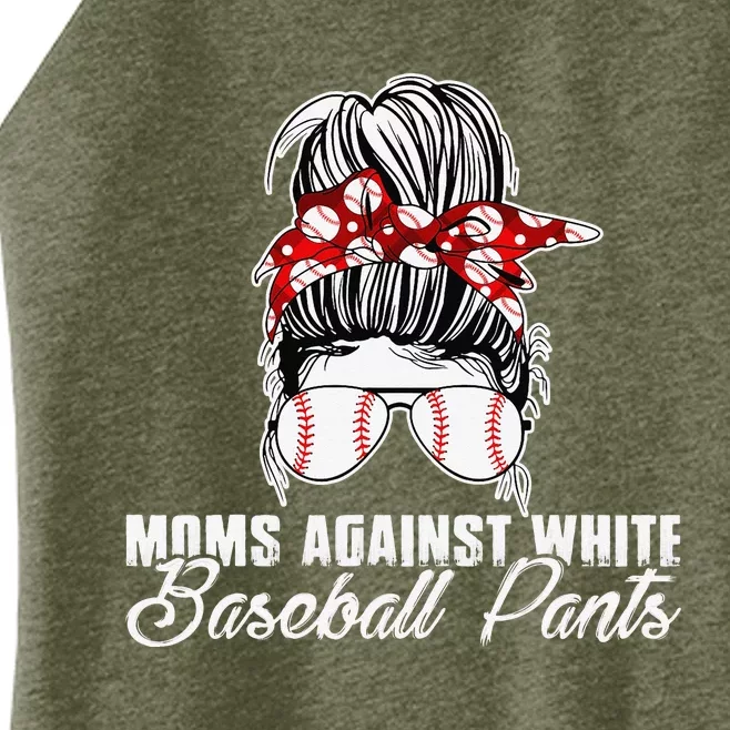 Funny Saying Moms Against White Baseball Pants Women’s Perfect Tri Rocker Tank