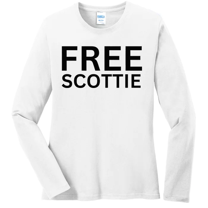 Free Scottie Mug Shot Ladies Long Sleeve Shirt