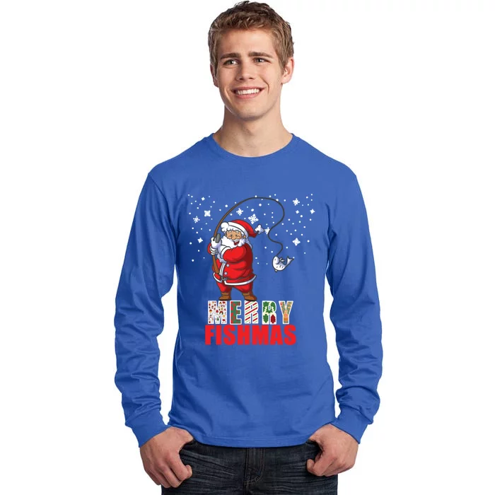 Funny Santa Merry Fishmas Christmas Family Matching Pajama Gift Tall Long Sleeve T-Shirt