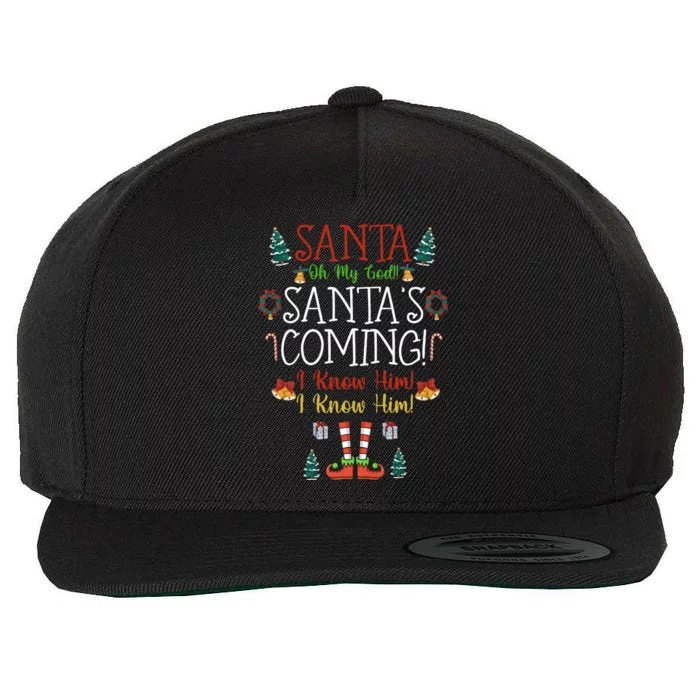 Funny Santa! My God Santa’S Coming Christmas Movie Quote Wool Snapback Cap