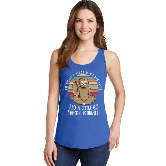 Funny Sloth Mostly Peace Love Yoga Gift Cool Gift Ladies Essential Tank