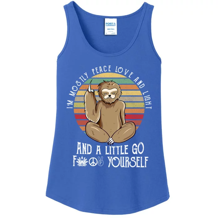 Funny Sloth Mostly Peace Love Yoga Gift Cool Gift Ladies Essential Tank