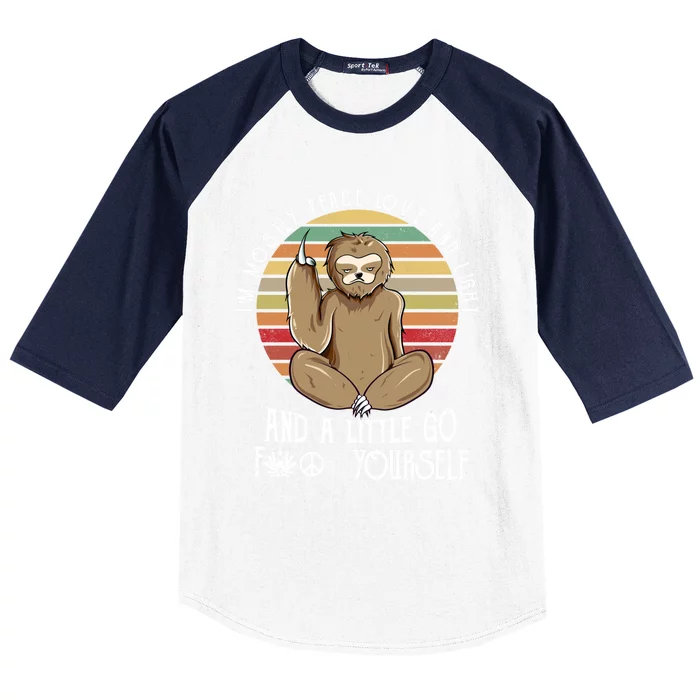 Funny Sloth Mostly Peace Love Yoga Gift Cool Gift Baseball Sleeve Shirt