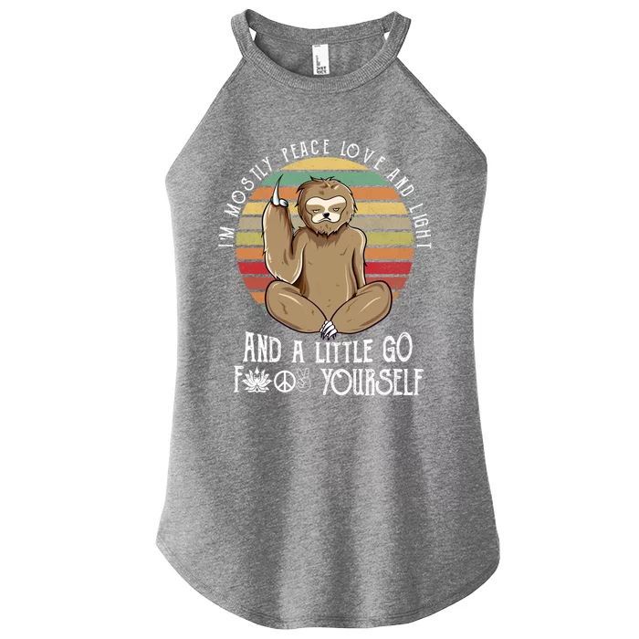 Funny Sloth Mostly Peace Love Yoga Gift Cool Gift Women’s Perfect Tri Rocker Tank