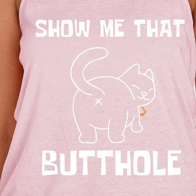 Funny Show Me That Butthole Women's Knotted Racerback Tank