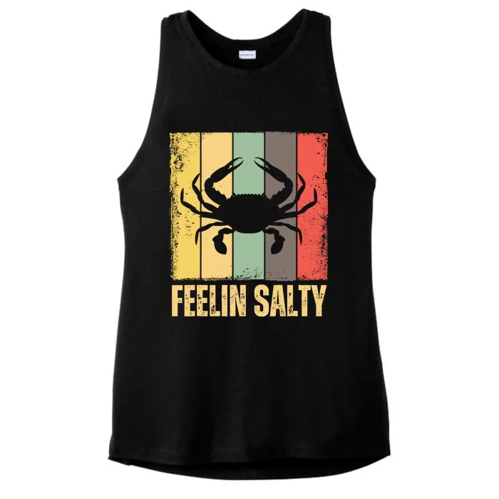 Feelin Salty Maryland Crab Retro Vintage Ladies Tri-Blend Wicking Tank