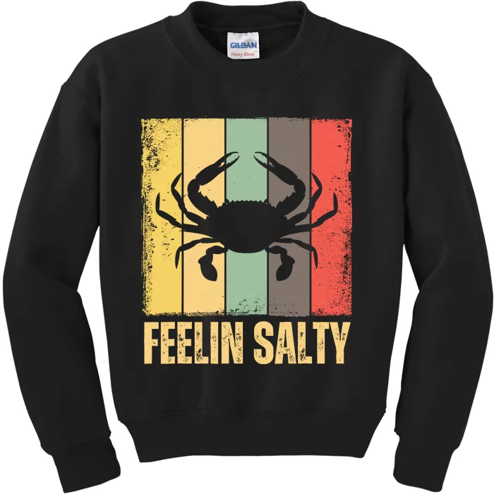 Feelin Salty Maryland Crab Retro Vintage Kids Sweatshirt